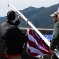 Assembling the flag.